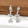 Brass Micro Pave Clear Cubic Zirconia Huggie Hoop Earrings EJEW-K083-43P-3