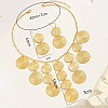 Flat Round Alloy Pendant Necklace & Dangle Earring Sets FS-WG6C074-01-4