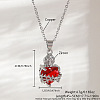 Brass Micro Pave Clear Cubic Zirconia and Red Resin Scared Heart Pendant Necklaces for Women FS-WG476F5-09-1