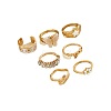 7Pcs Alloy & Acrylic & Rhinestone Enamel Finger Rings FS-WG81463-01-4