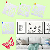 2Sets Square with Floral & Butterfly Pattern PET Drawing Stencil DIY-CW0001-12-8