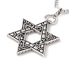 Alloy David Star Pendant Necklace with 201 Stainless Steel Box Chains NJEW-E016-16AS-3