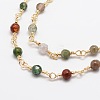 Faceted Round Natural Agate Handmade Beaded Chains CHC-L034-25-NR-2