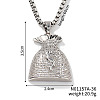 Shiny Hip-hop Style Brass Crystal Rhinestone Dollar Money Bag Pendant Box Chain Necklaces EW6640-1-1