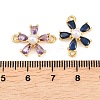 Brass Micro Pave Cubic Zirconia with Plastic Pearls Connector Charms LS-KK-Z145-09G-3
