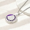 316 Surgical Stainless Steel Aromatherapy Diffuser Perfume Hollow Flat Round Pendant Box Chain Necklaces NJEW-R016-01P-01-2