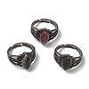 Natural Gemstone Horse Eye Adjustable Rings RJEW-K271-05R-2