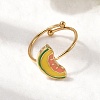 Adjustable 304 Stainless Steel Enamel Cuff Rings for Women RJEW-B152-01G-01-2