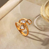 304 Stainless Steel Clear Cubic Zirconia Finger Rings WG2FE91-01-1