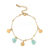 Summer Beach Nuggets Natural Amazonite & Ion Plating(IP) 304 Stainless Steel Charm Anklets for Women BJEW-P326-05D-G-2