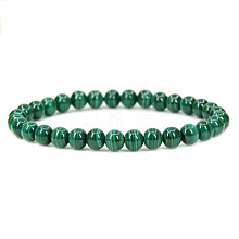 Natural Malachite Round Beaded Stretch Bracelet SF8562-1