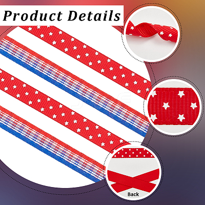 2 Rolls 2 Styles Independence Day Themes Polyester Ribbon OCOR-GF0004-50A-1