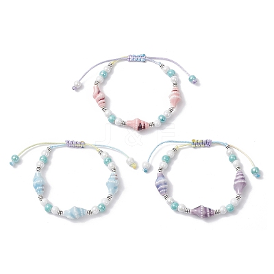 3Pcs 3 Colors Handmade Porcelain Beaded Bracelets BJEW-JB12473-1