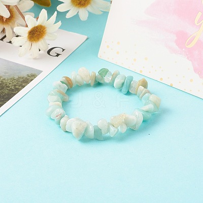 Natural Amazonite Chip Bead Stretch Bracelets for Children BJEW-JB06388-01-1