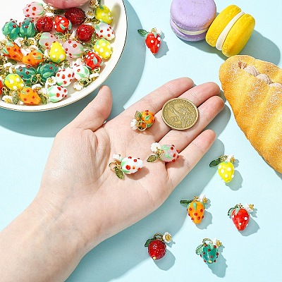 5Pcs Handmade Lampwork Pendants PALLOY-YW00108-05A-1