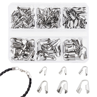 195Pcs 6 Styles 304 Stainless Steel Cord Ends FIND-GA0004-07-1