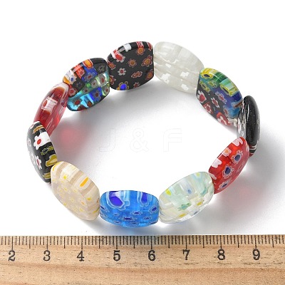 Handmade Millefiori Lampwork Beaded Stretch Bracelets for Men Women BJEW-G738-01B-15-1