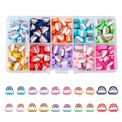 250pcs 10 Colors Handmade Polymer Clay Beads CLAY-DC0001-02-1