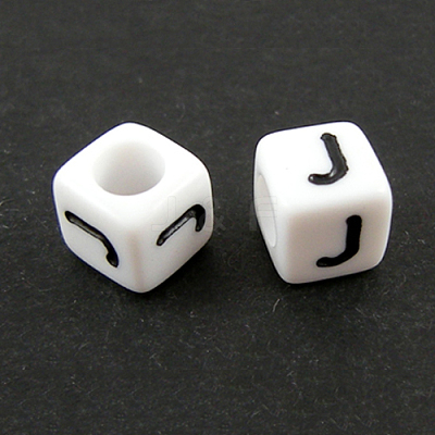 Letter Acrylic European Large Hole Beads X-OPDL-R050-10mm-J-1
