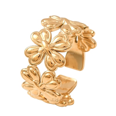 304 Stainless Steel Cuff Open Rings for Women SA-CBA6EDB-05G-1