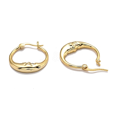 Brass Micro Pave Clear Cubic Zirconia Hoop Earrings EJEW-J101-28G-1