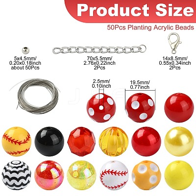50Pcs Planting Acrylic Beads SACR-CJC0010-01A-1