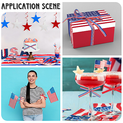 2 Rolls 2 Styles Independence Day Themes Polyester Ribbon OCOR-GF0004-50A-1
