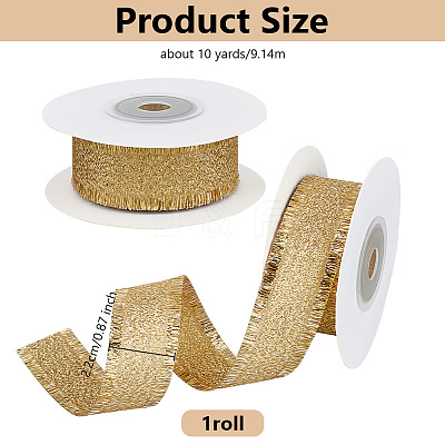 10 Yards Polyester Ribbons with Fringe Edge OCOR-WH0070-120B-1