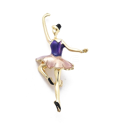 Dancer Alloy Purple & Pink Enamel Pin Brooches JEWB-C037-06G-1