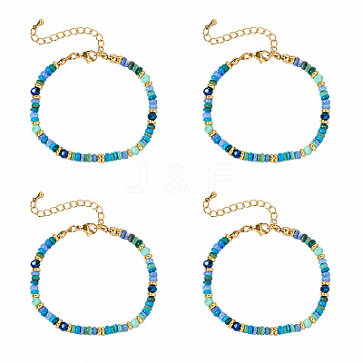 Bohemian Dyed Natural Shell Heishi Beaded Bracelet Sets MF5991-6-1