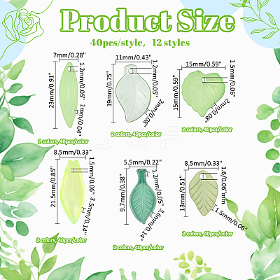 480Pcs 12 Styles Transparent Acrylic Pendants MACR-ME0001-27-1