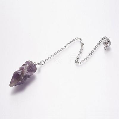 Natural Amethyst Pointed Dowsing Pendulums G-E338-07E-1