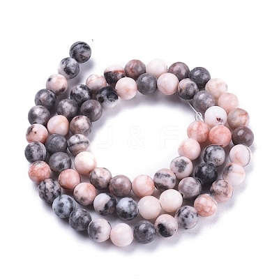 Natural Pink Zebra Jasper Beads Strands G-K410-04-6mm-1