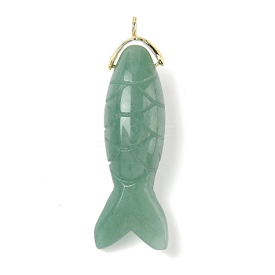Natural Green Aventurine Carved Pendants G-P599-08G-06-1