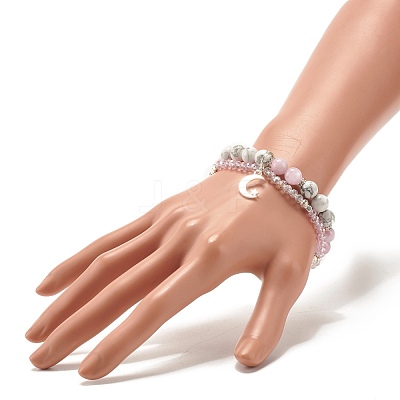 Moon and Star Charm Multi-strand Bracelet BJEW-TA00033-03-1