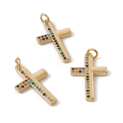 Brass Micro Pave Colorful Cubic Zirconia Pendants KK-G439-37G-1