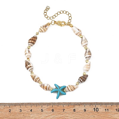 2Pcs Natural Sea Shell & Synthetical Turquoise Beaded Bracelets for Women BJEW-JB13838-1