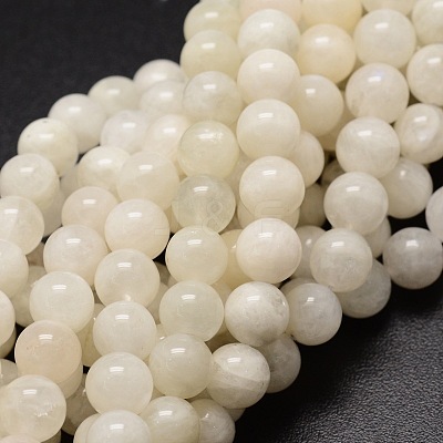 Natural White Moonstone Round Beads Strands X-G-E329-5-6mm-49-1