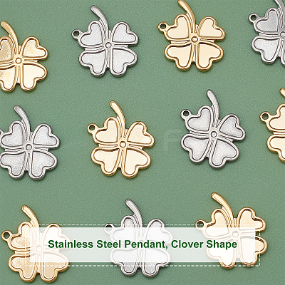 12Pcs 2 Colors 304 Stainless Steel Pendant Cabochon Settings For Enamel STAS-UN0028-82-1