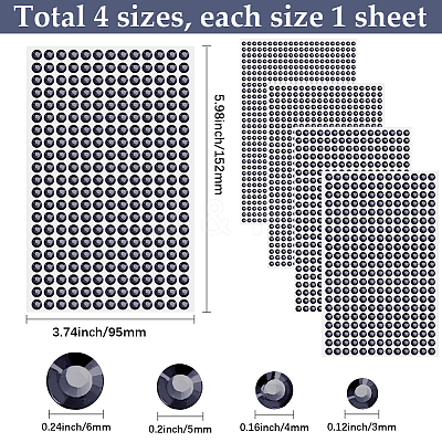 4 Sheets 4 Styles Acrylic Imitation Pearl Stickers Paper Sheets for Craft DIY-SP0002-64D-1