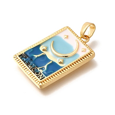 Tarot Card Brass Enamel Pendents KK-R212-02G-03-1