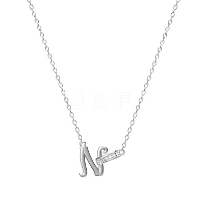 304 Stainless Steel Crystal Rhinestone Initial Pendant Necklaces FS-WGCEFCC-14-1