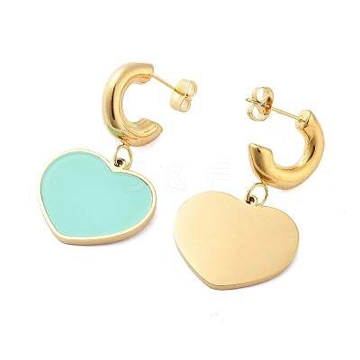 Ion Plating(IP) 304 Stainless Steel Heart Stud Earrings EJEW-A114-11G-01-1