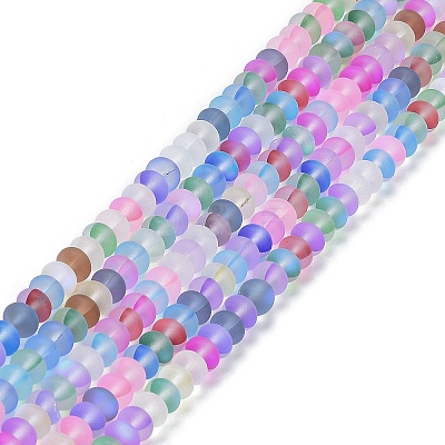Frosted Transparent Glass Beads Strands FGLA-M002-01C-1