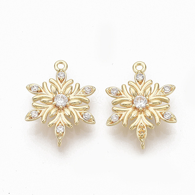 Brass Micro Pave Clear Cubic Zirconia Links ZIRC-Q021-042G-NF-1
