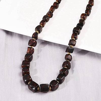 Natural Amber Beaded Necklaces NJEW-L466-02-1