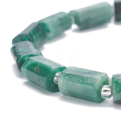 Natural Emerald Column Beaded Stretch Bracelet BJEW-JB07902-1