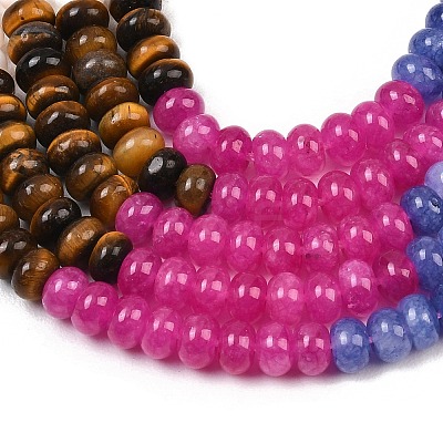 Natural Tiger Eye & Dyed White Jade & Whit Shell & Synthetic Shoushan Stone Beads Strands G-Z135-C08-1