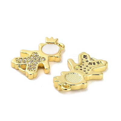 Brass Micro Pave Clear Cubic Zirconia Prince Connector Charms X-KK-K365-15B-G-1