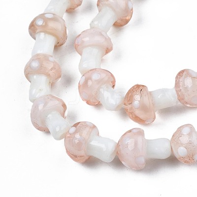 Mushroom Handmade Lampwork Beads Strands LAMP-R116-28-1